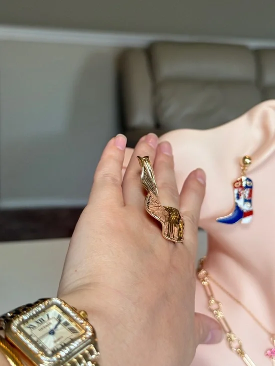 Gold Floral Statement Ring - Picture 8 of 14